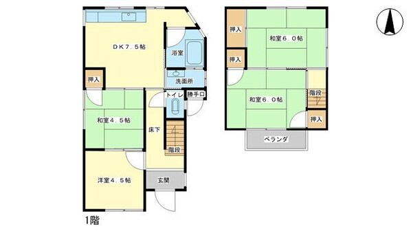 宮上町一丁目貸家の物件間取画像